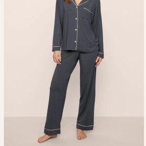 Eberjey Gray Pajama Set with Piping